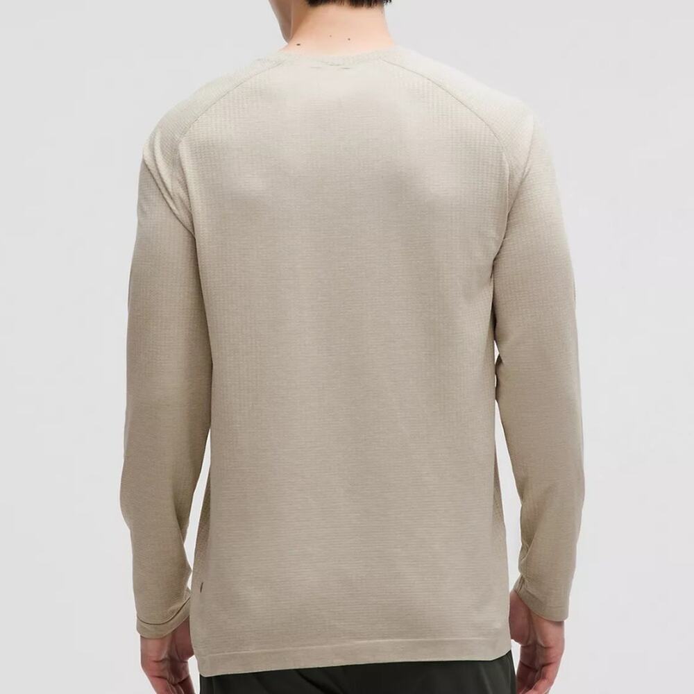 Lululemon Raw Linen/White Metal Vent Tech Long Sleeve Tee Size Medium NWT